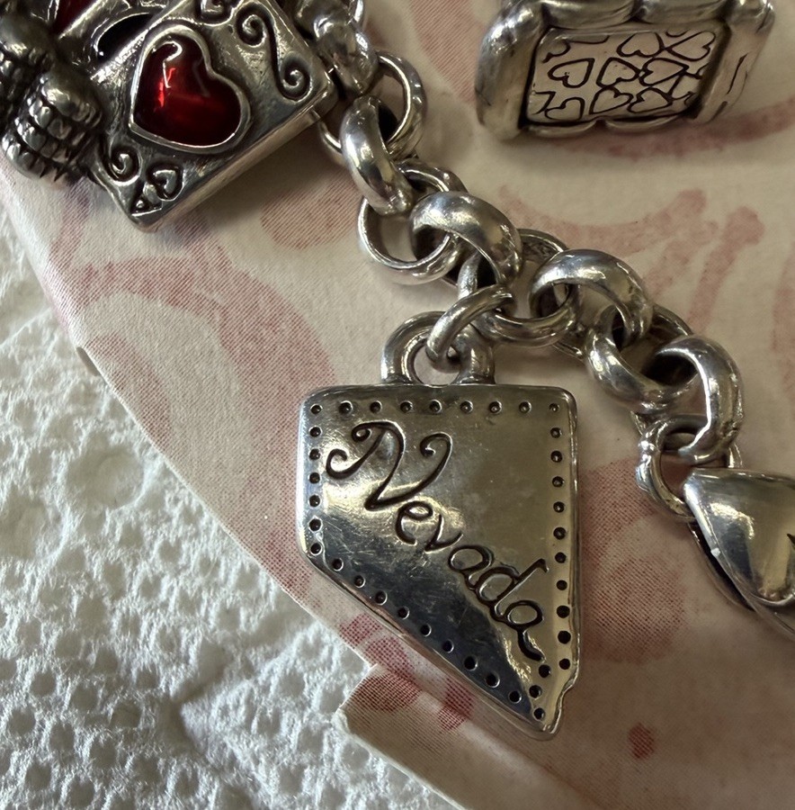 Brighton Viva Las Vegas Nevada State Charm Bracelet New Never Worn Gift Tin Set