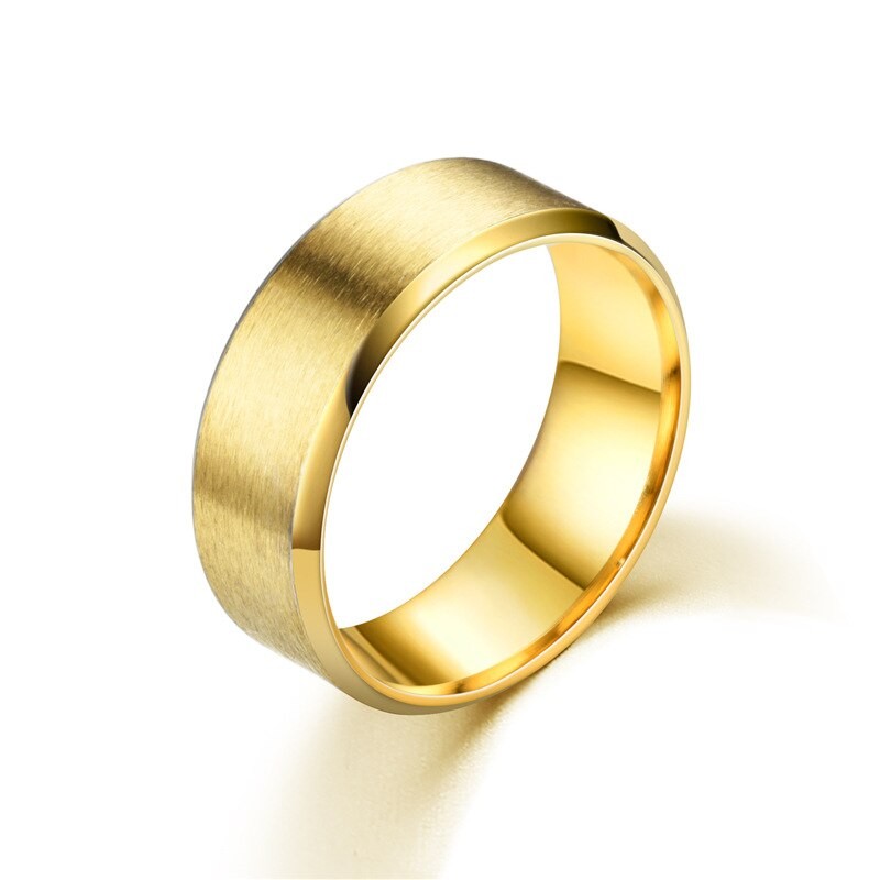 Men Stainless Steel Fill Metal Guy Wedding Band Ring Temporary Black/Gold/Silver