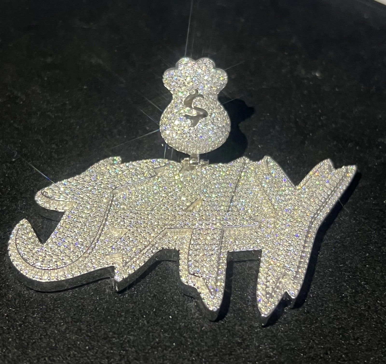 Silver Custom Moissanite Pendant 3INCH Over 100 grams! SEE DESCRIPTION
