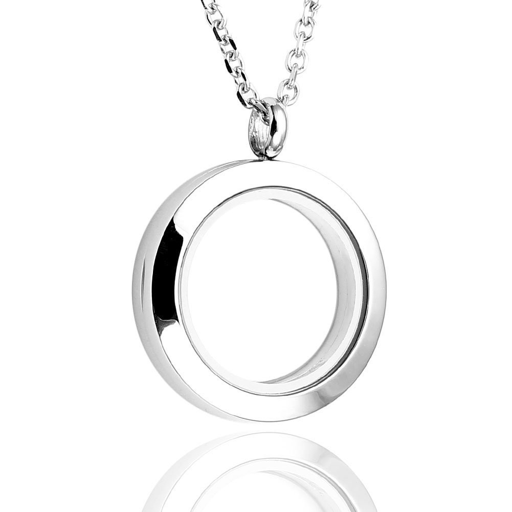 25mm Living Floating Charm Memory Locket Necklace – 316 Surgical Stainless St…