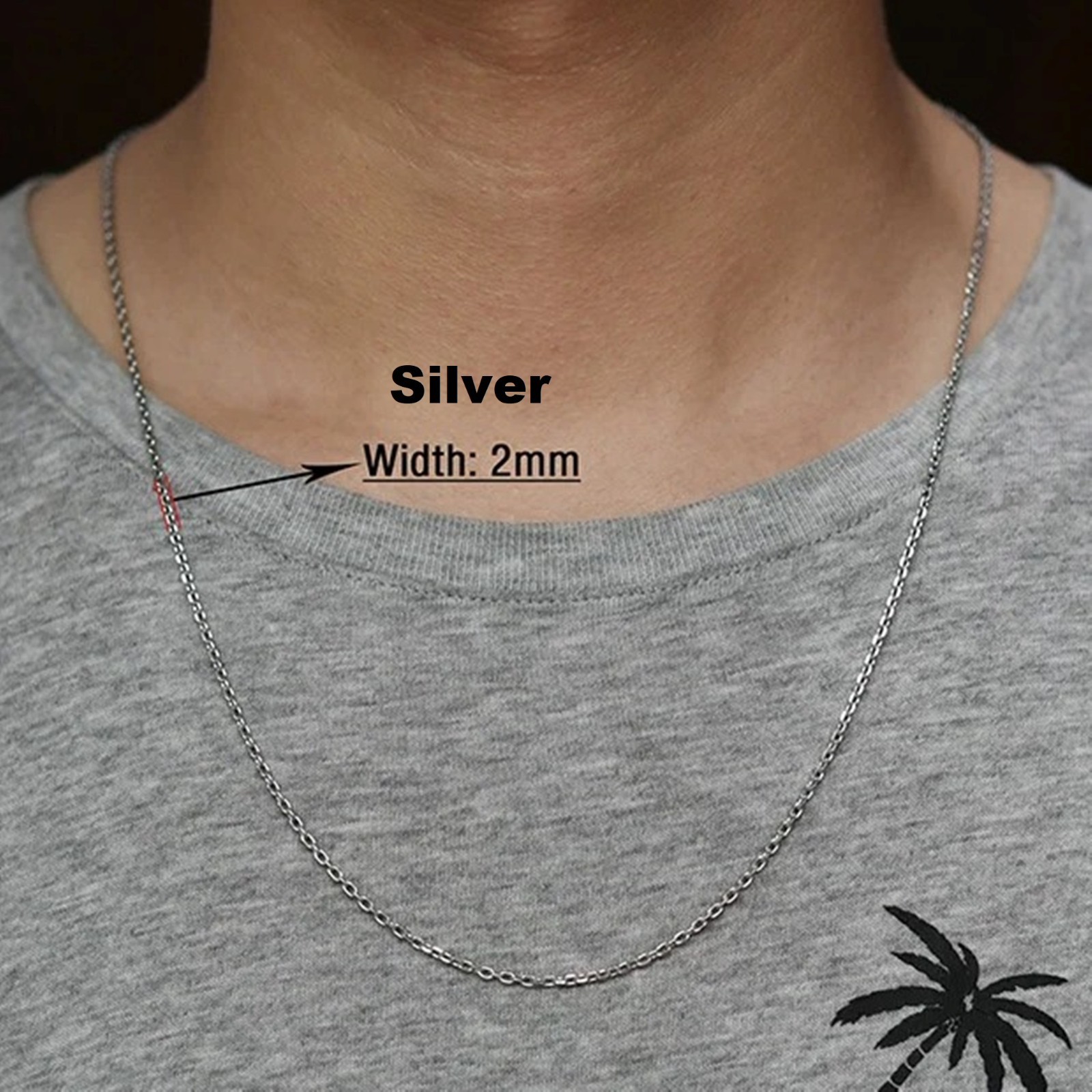 Chains Rolo Belcher Waterproof necklace stainless women men, Silver gold color