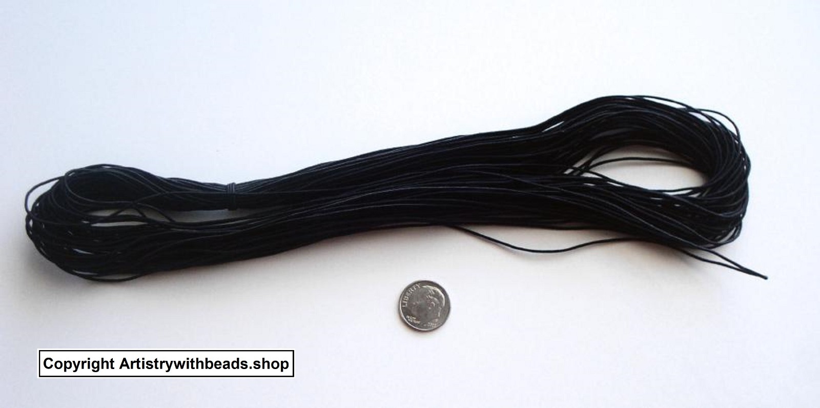 1mm Nylon Coated Round Elastic Cord Stretch Beading Mala String Black 75 ft M028