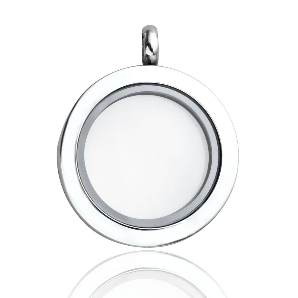 25mm Living Floating Charm Memory Locket Necklace – 316 Surgical Stainless St…