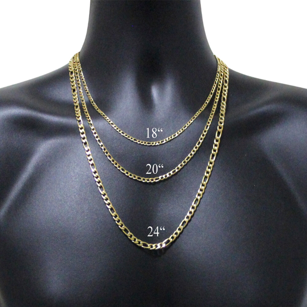 3/5/7/9mm Gold Plated Stainless Steel Figaro Link Chain Necklace Choker 16-30″