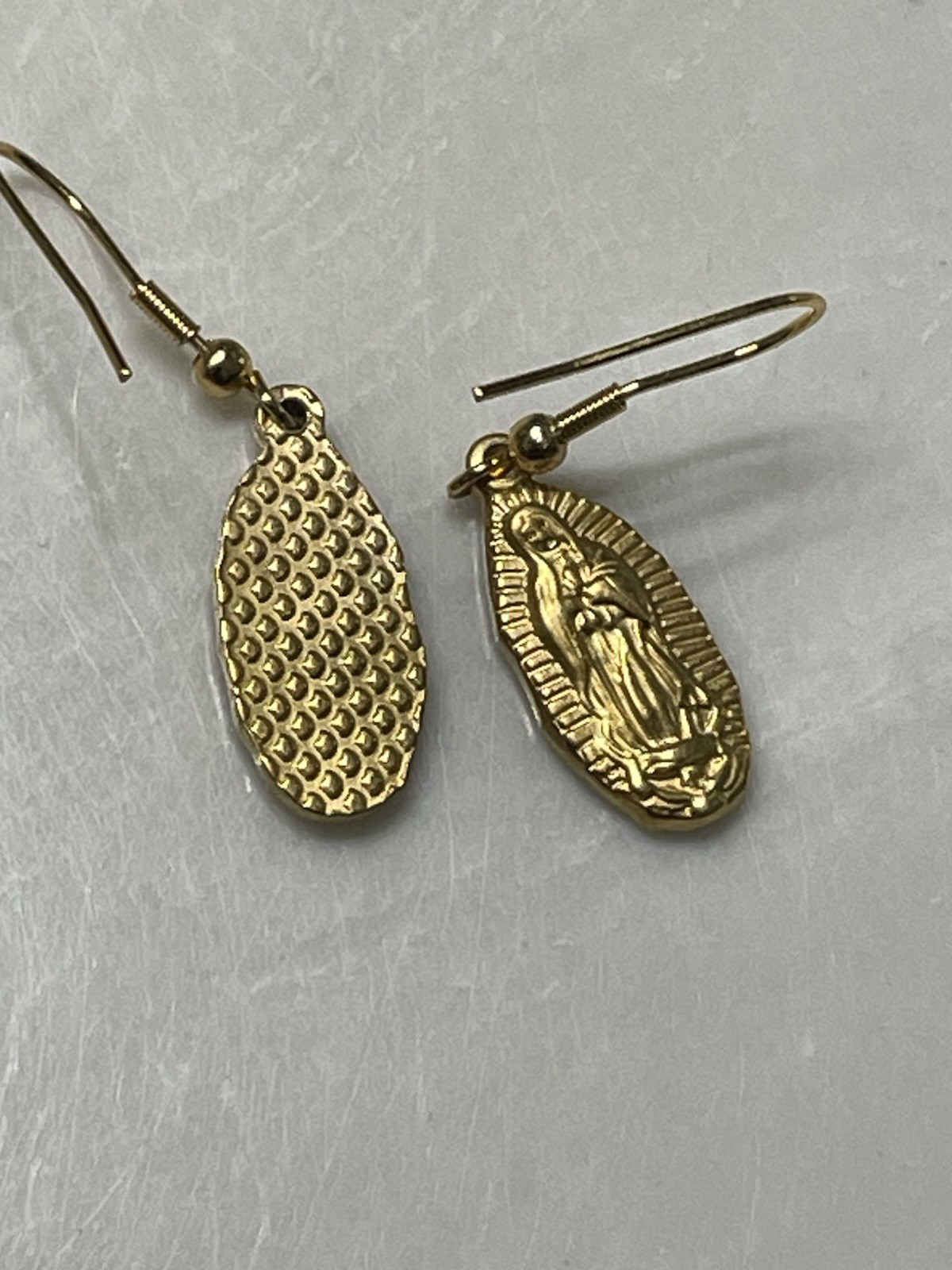 Our Lady Of Guadalupe Virgin Mary Gold Earrings Stainless Religious Jewelry NEW