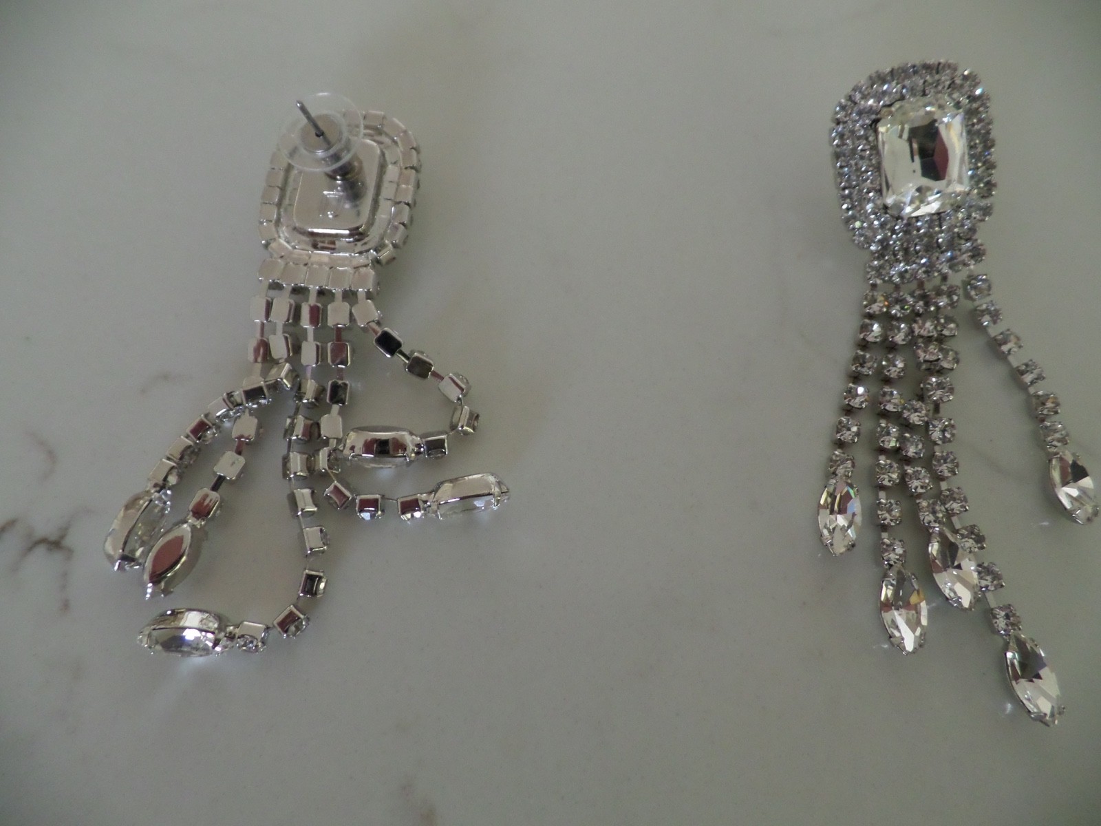 New Latest DANNIJO clear crystals drop earrings screw back, retail $229