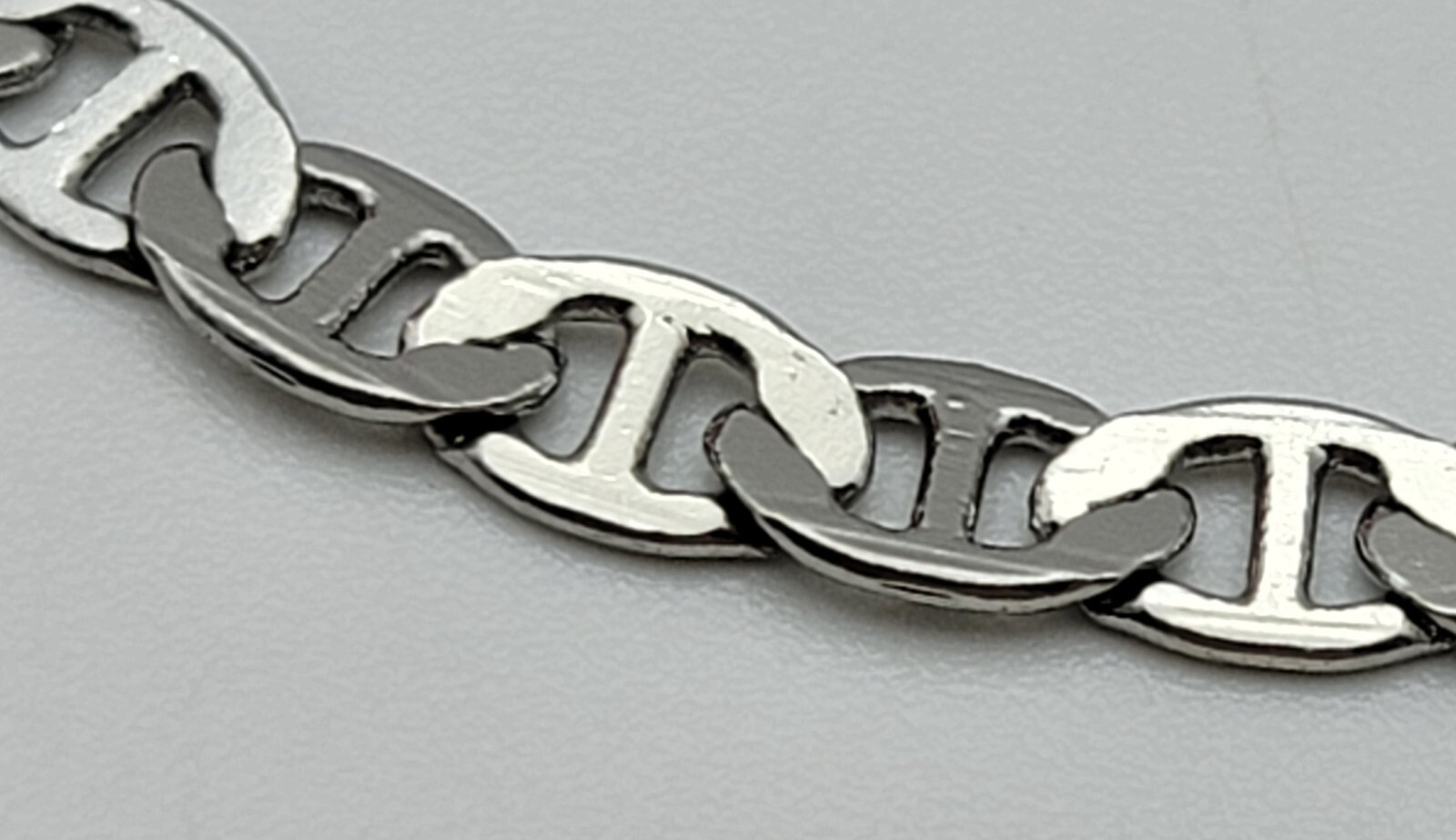 Silver Plated Anchor Mariner Chain Link Necklace 21 Inch Adjustable