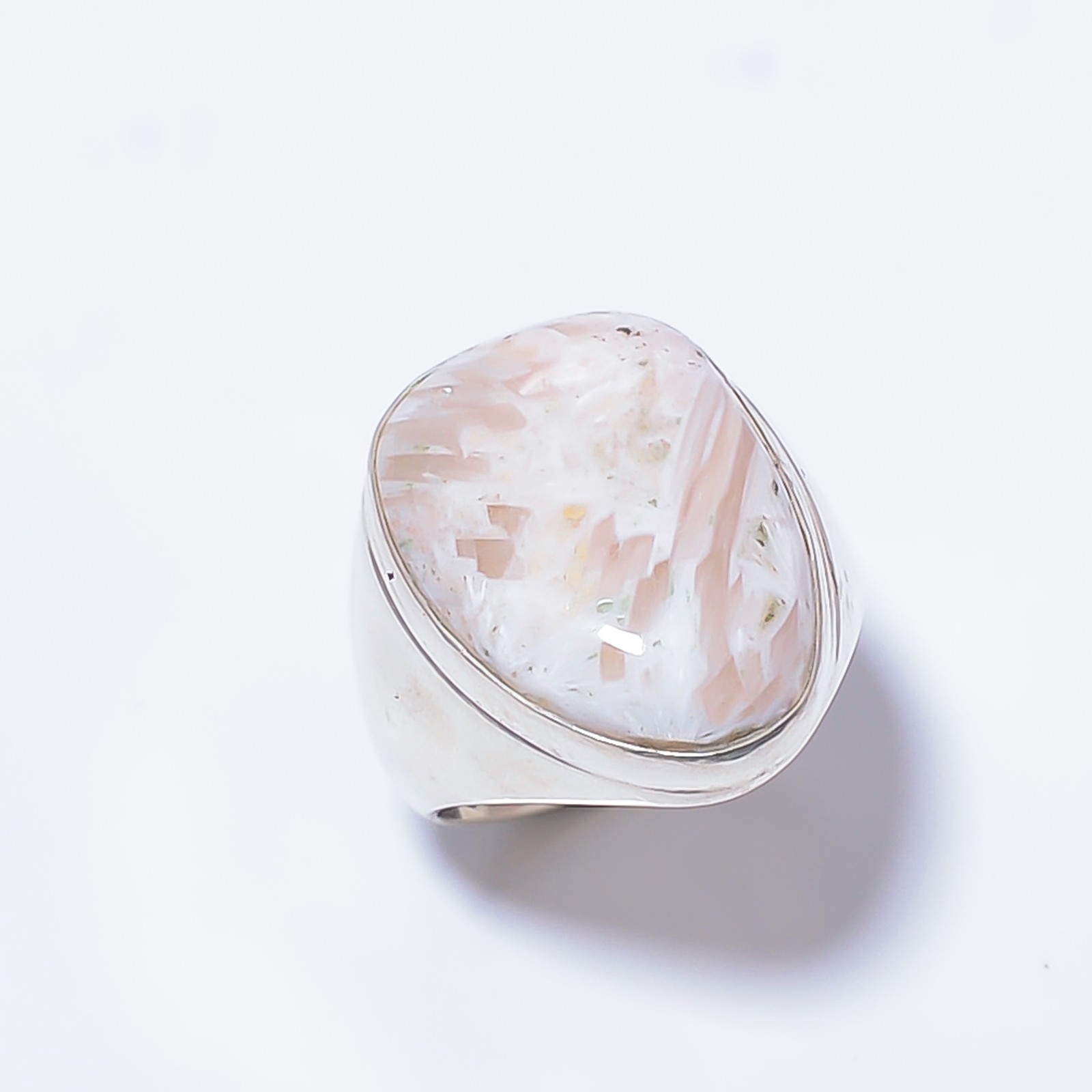 Orange Scolecite – India 925 Sterling Silver Solitaire Ring s.9 R708-26 A336