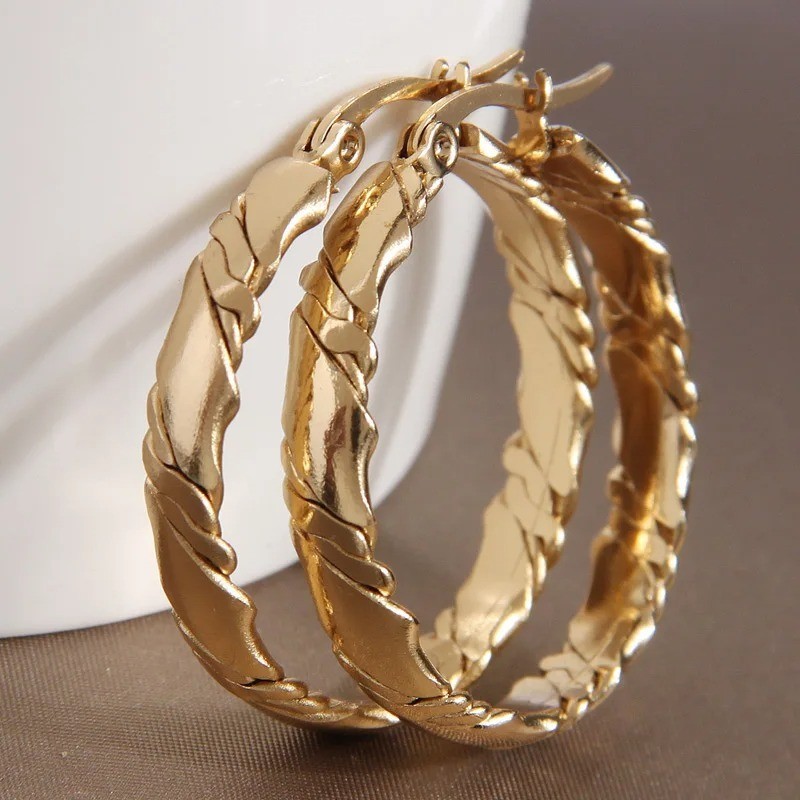 14K Gold Filled Chunky Large Polished Hoop Earrings for Women Statement Jewelry
