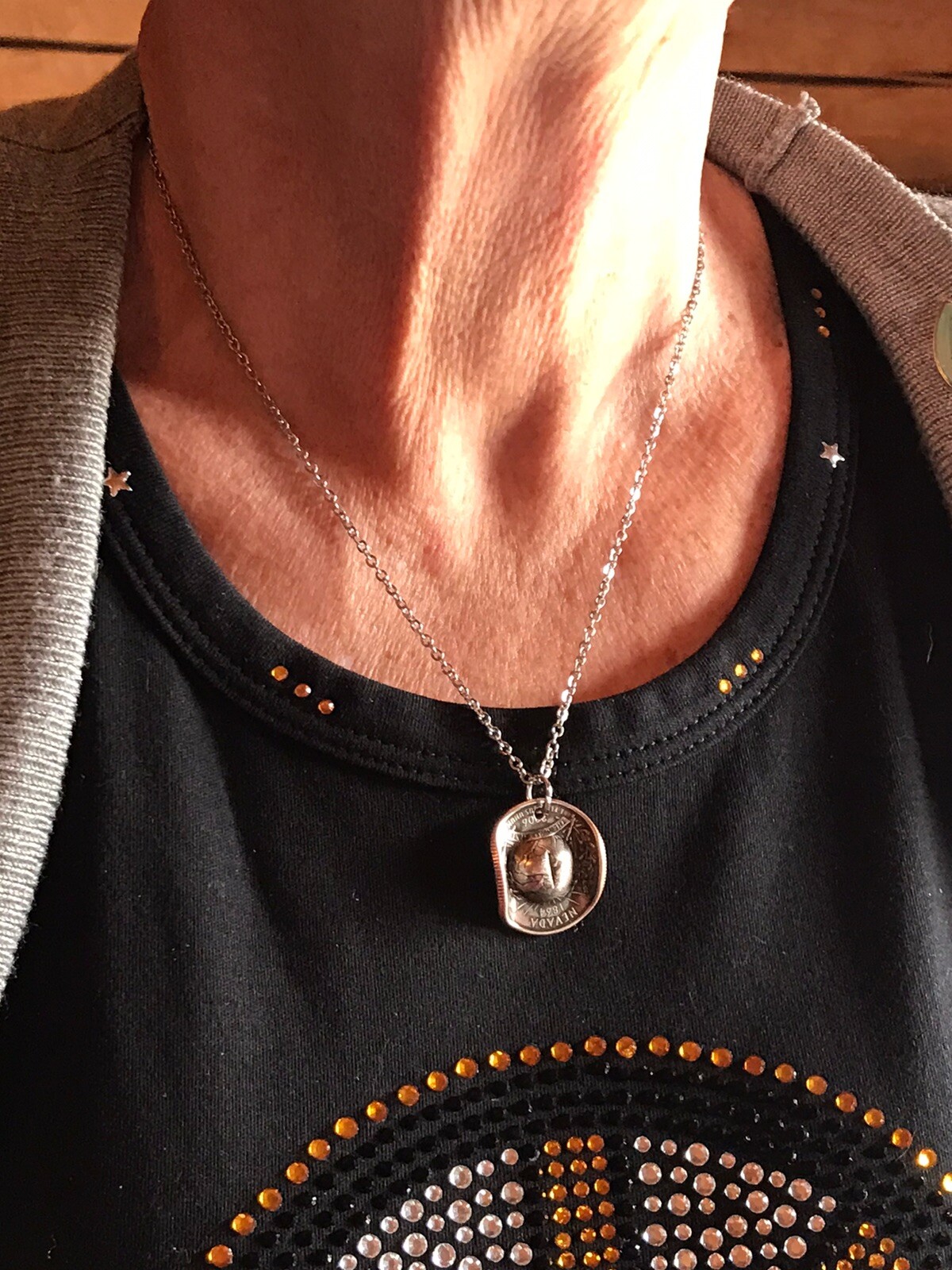 Cowboy Hat Necklace, Custom Made From US State Quarter, Stetson Style, USA Made
