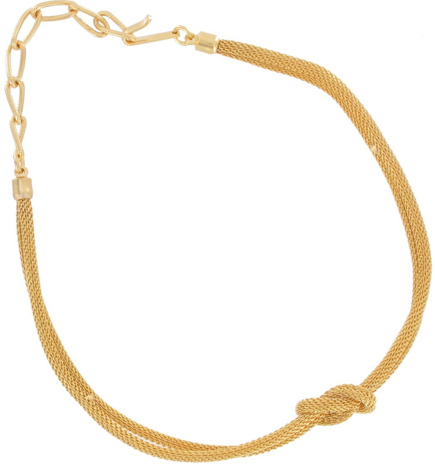 Ky & Co Yellow Gold Tone Mesh Knot Choker Necklace 11.5 -14″ Made in USA