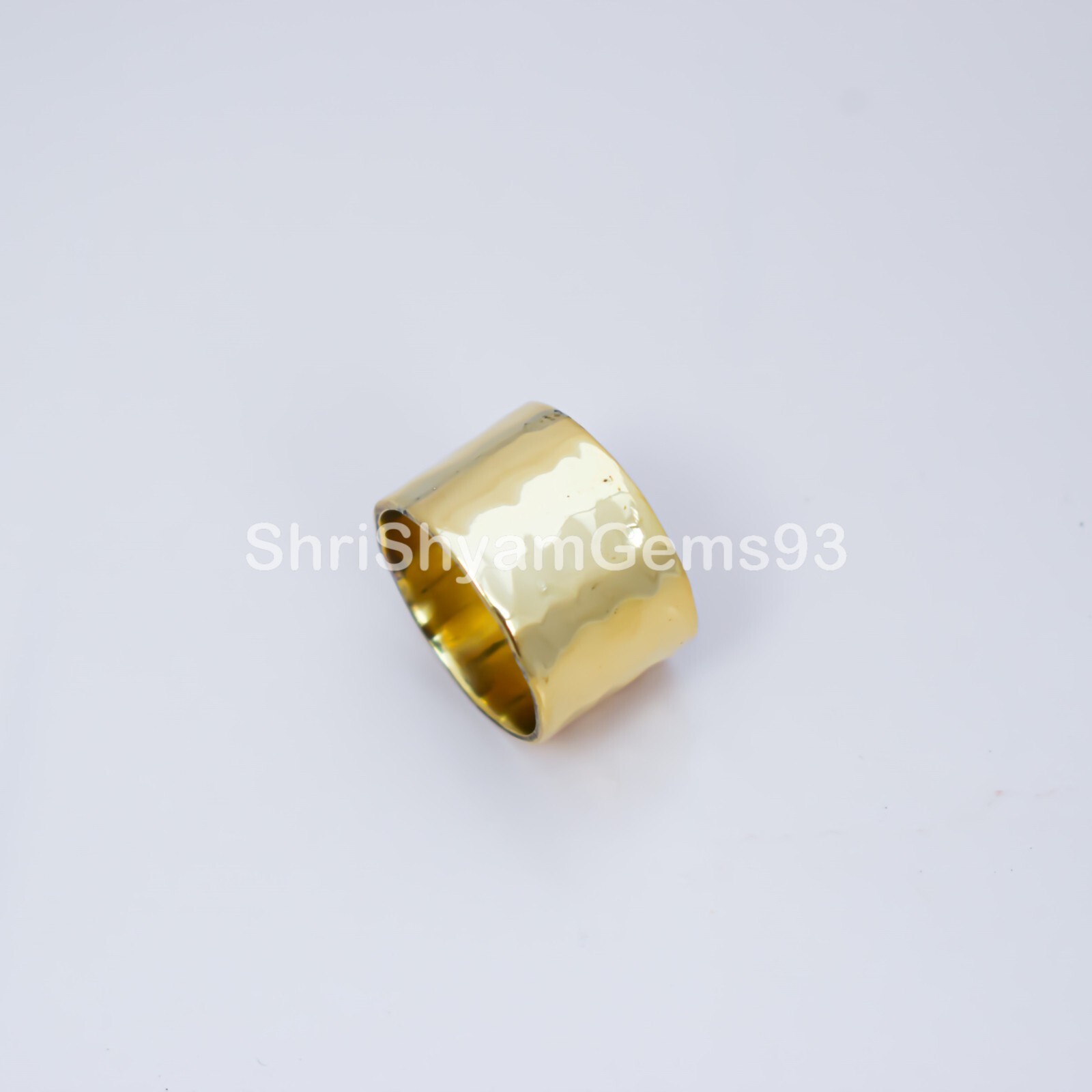 Hammered Dainty Texture Solid Brass Wide Band Handmade Jewelry Ring Unisex Rings