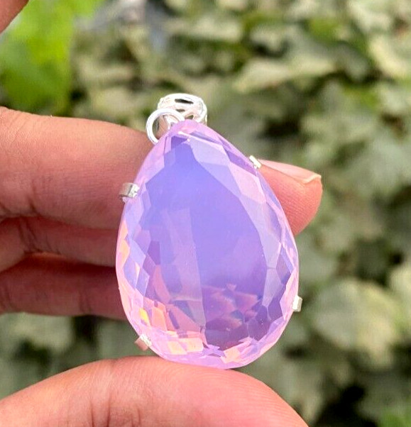 95+ Cts Certified Natural Fire Opal Pear Cut Gemstone Solid 925 Silver Pendant
