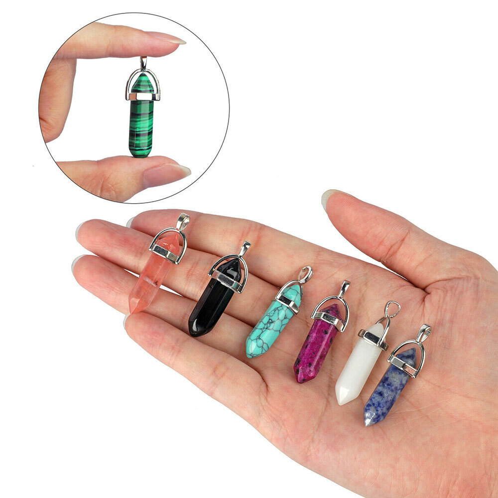 32PC Chakra Quartz Crystal Point Healing Gemstone Pendant Necklace Stone