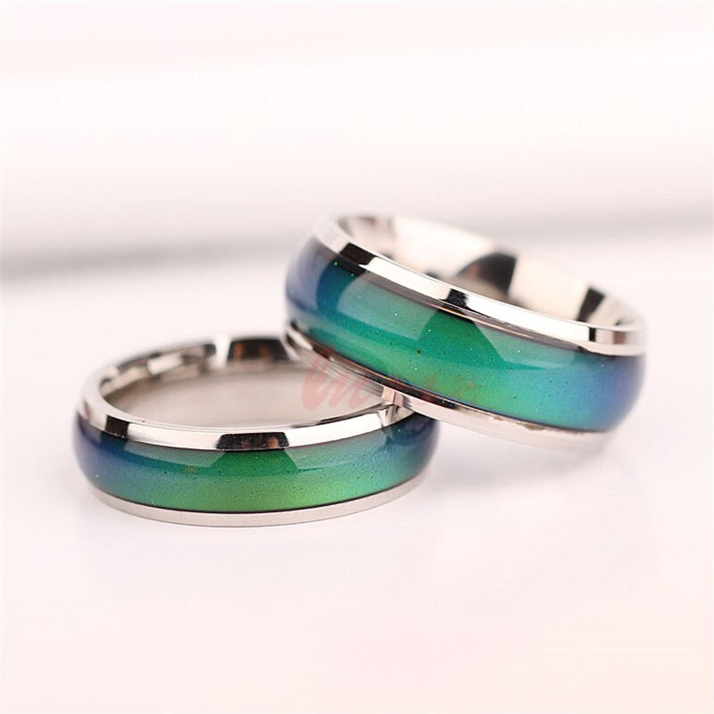 Men Ring Stainless Steel Color Change Mood Ring Emotion Feeling Changeable Ring