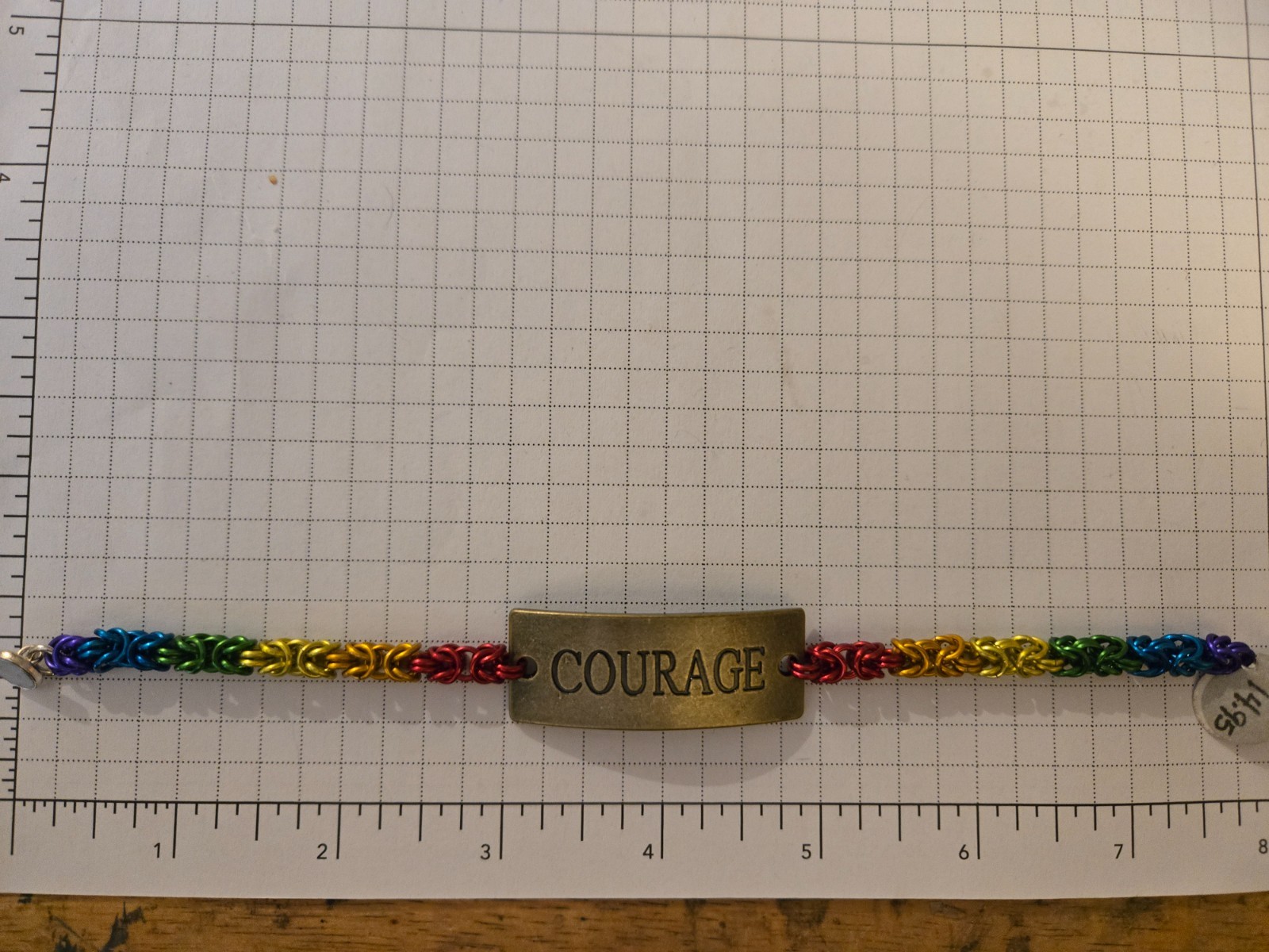 LGBTQIA+ Rainbow Gay Pride 8 inch Courage Chainmaille Bracelet w/ Magnetic Clasp