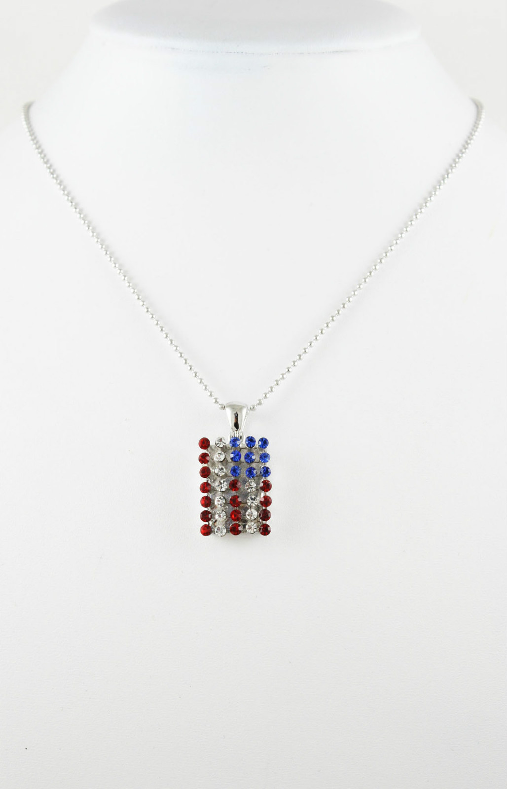 Rhinestone American Flag Pendant Necklace 988 Patriotic