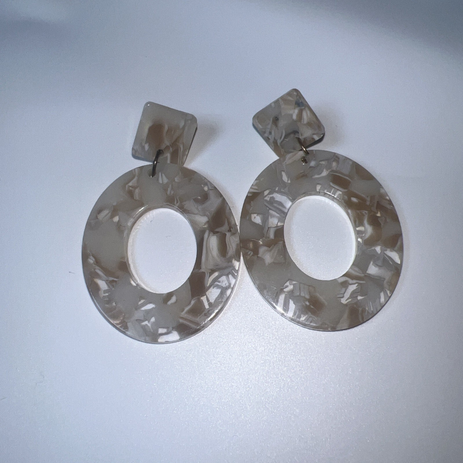 10 Pairs Resin Acrylic Statement Earrings Hoop Circle Oval Marbled Mixed Lot
