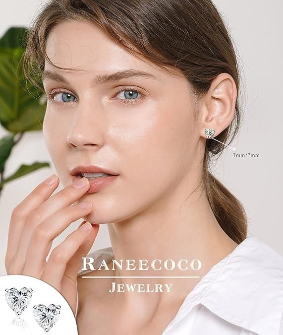 Elegant 925 Sterling Silver Heart Earrings Cubic Zirconia Womens Mens Jewelry US