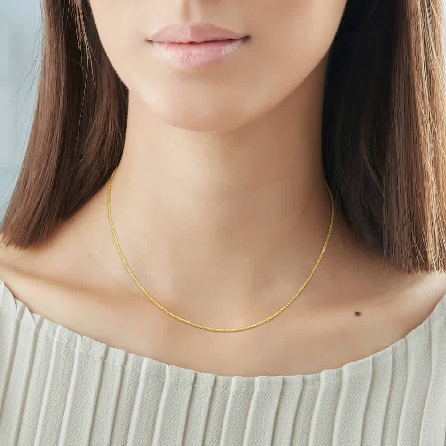 AMOUR 1 mm Round Cable Chain Necklace In 14K Yellow Gold – 18 In