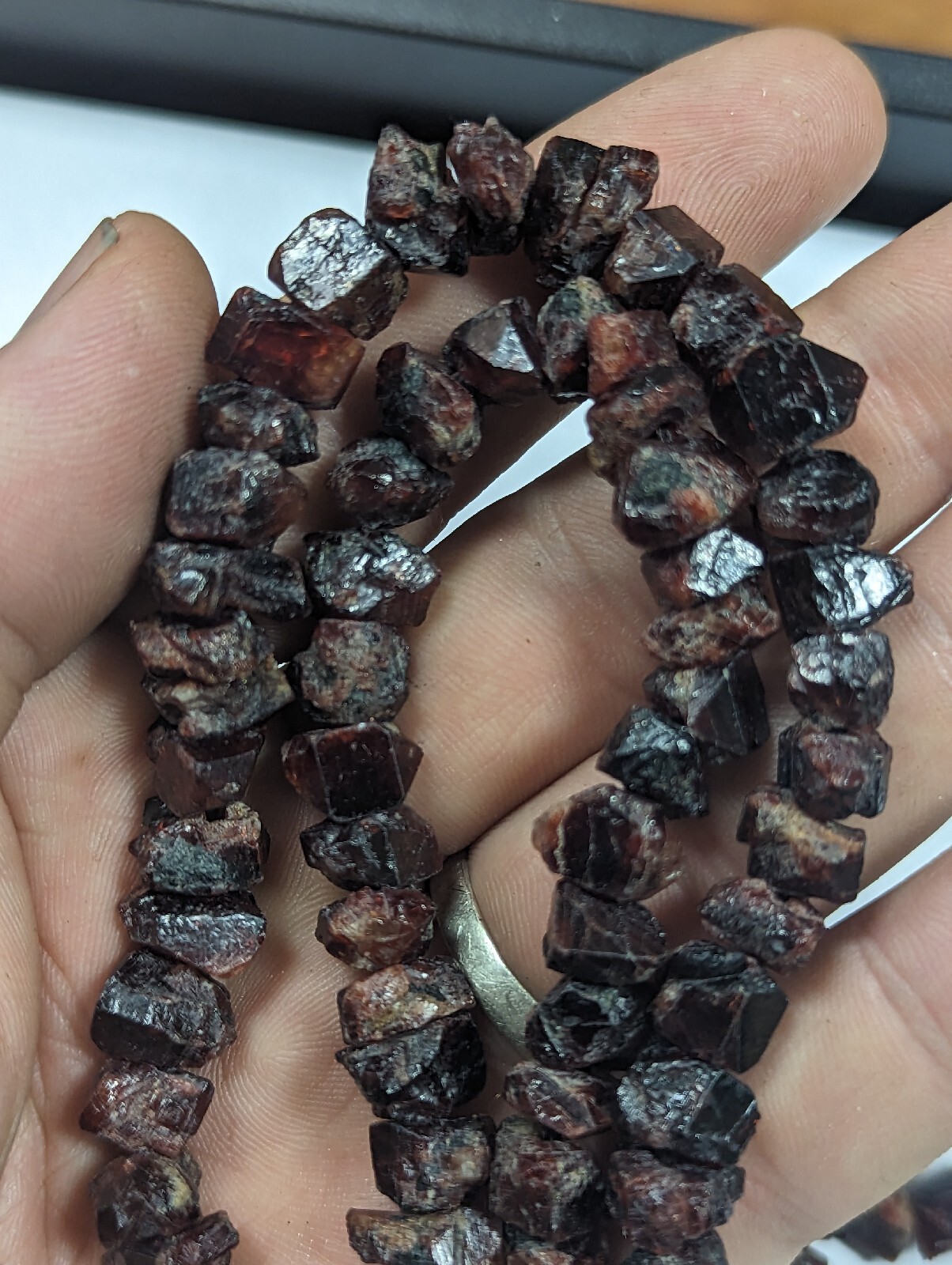 Beautiful Natural Red Zircon Crystal Necklace Gemstone Strand RARE