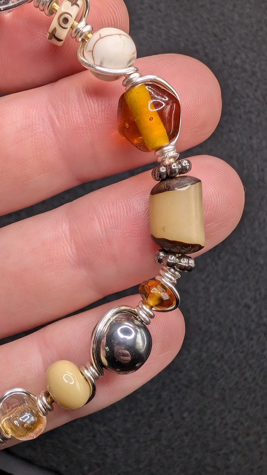 Statement Stylish Mixed Beaded Wire Wrapped (18cm) M Wrist