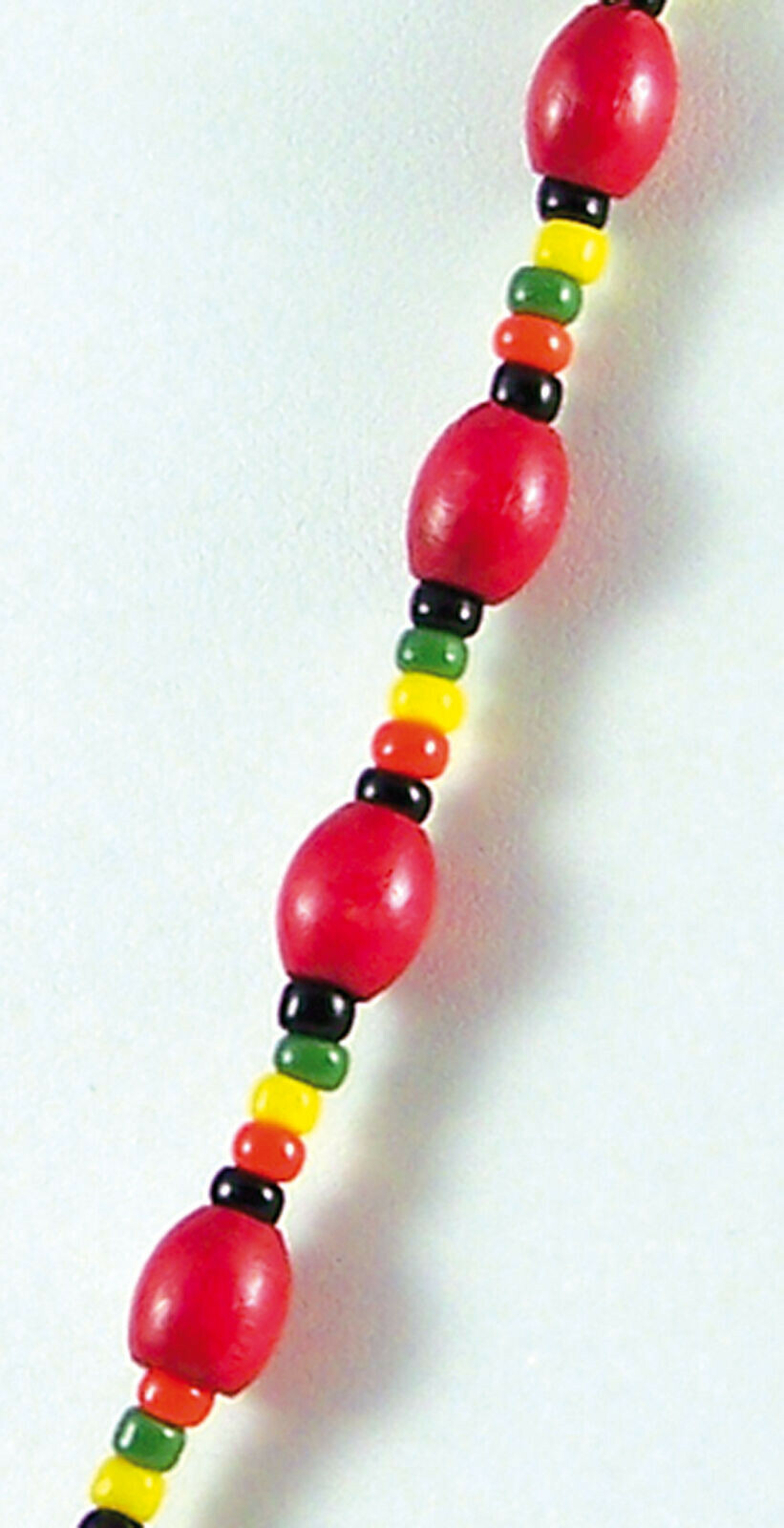 Necklace 24″ Mix Art Glass, Wood, Plastic Bead Red Yellow Black Green Orange