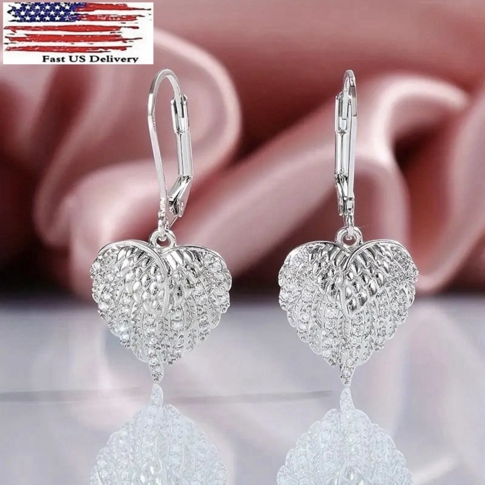 Gorgeous Silver Plated Drop Earrings Women White Sapphire Jewelry Set A35