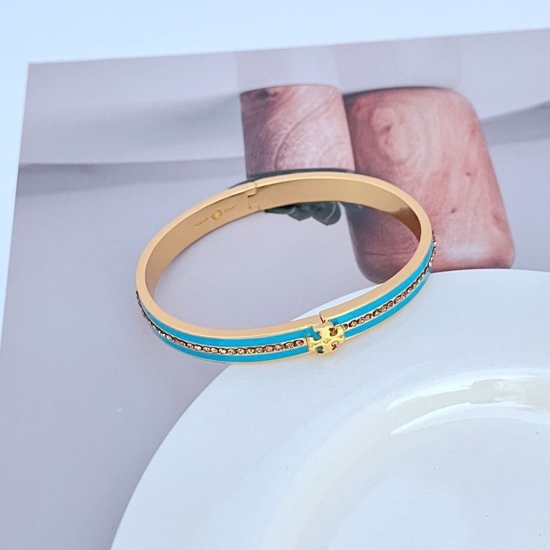 New Burch Kira Pave Enamel Hinge Bracelet Antique Brass/Blue Multi with Jewelry