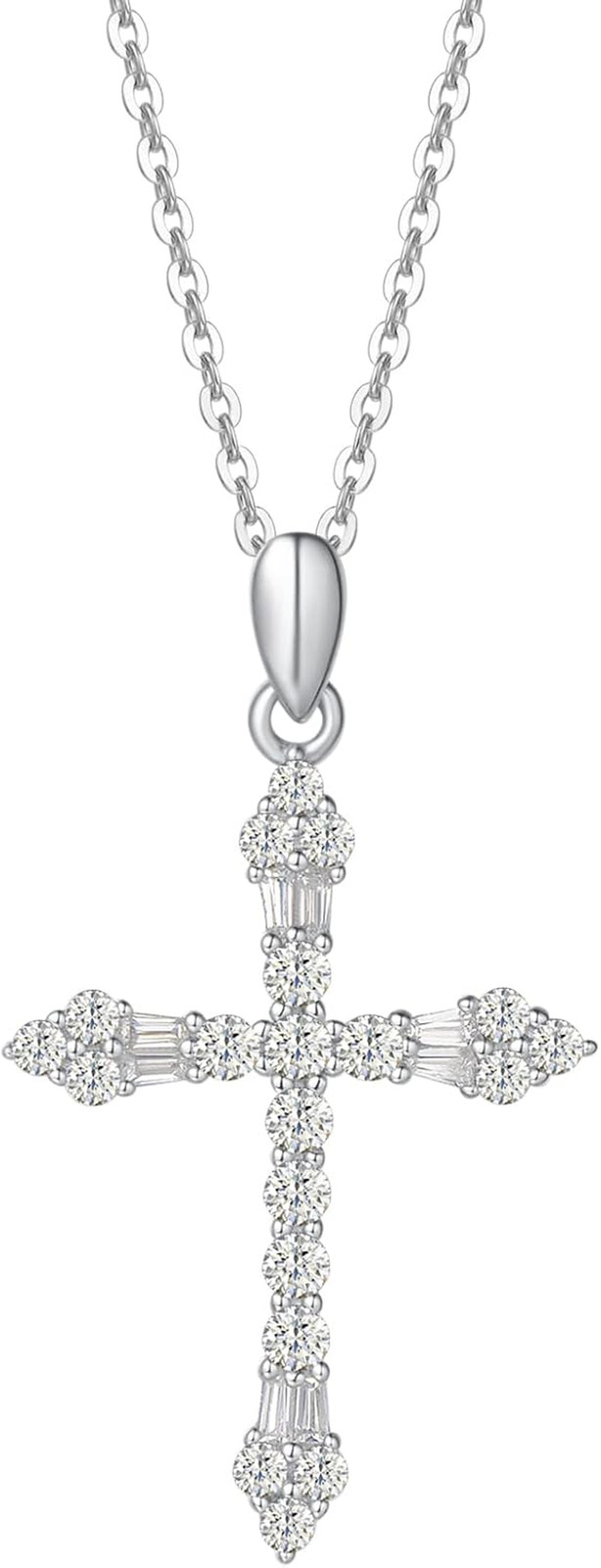 Cross Necklace for Women Sterling Silver Cubic Zirconia Twisted Cross Infinity O