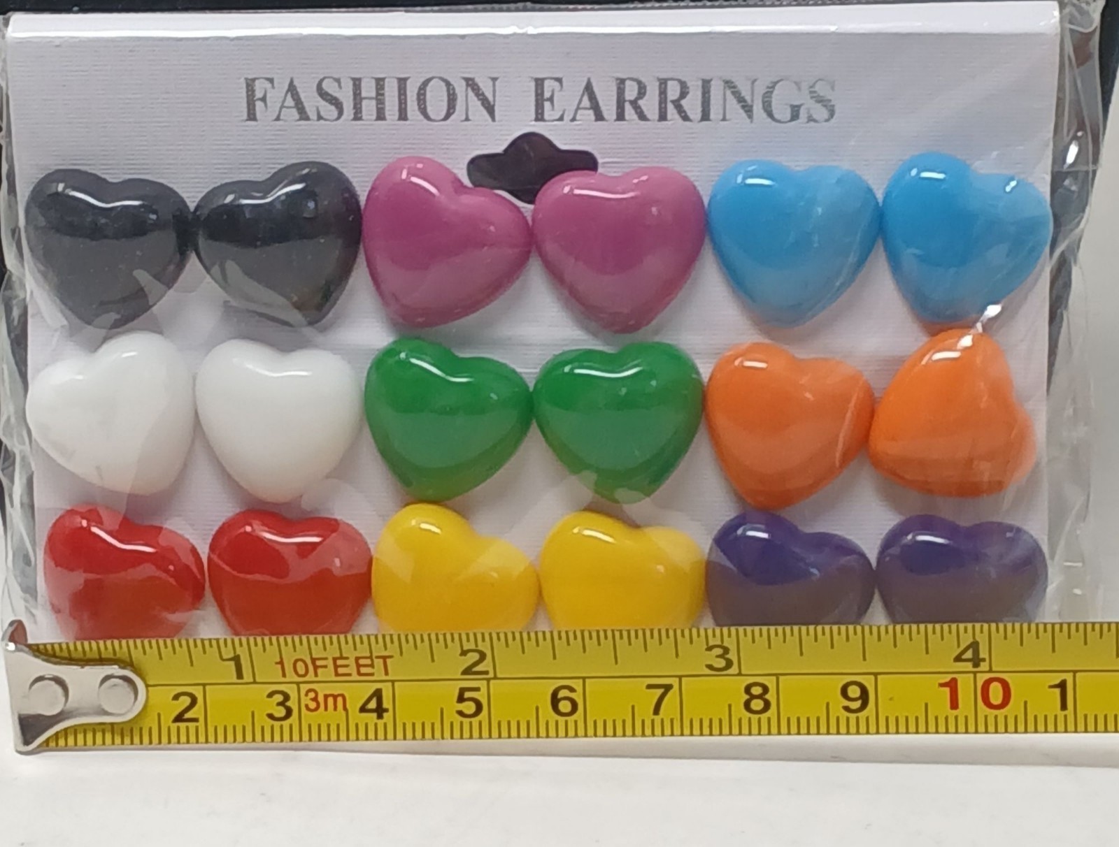 9 Pair Heart Earrings Metal Free Plastic Posts & Back VTG New Retro #J-9