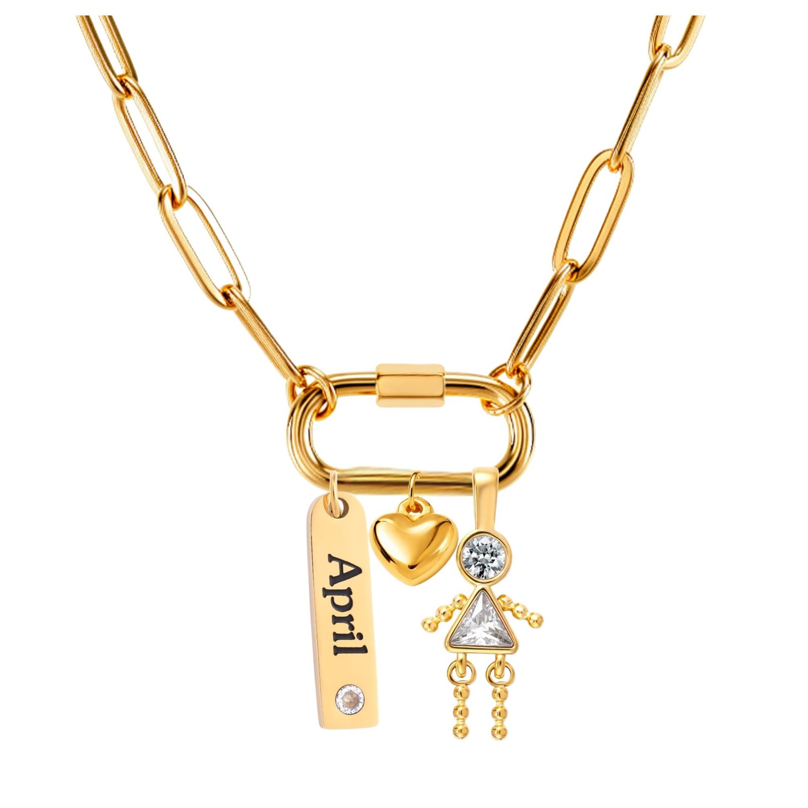 Carabiner Family Birthstone Necklace for Mom or Grandma by Ginger Lyne Stainl…