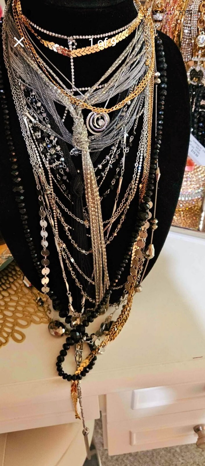 10 PCS Of Jewelry Variety Beautiful Necklaces In Gold & Silver & Black Tone
