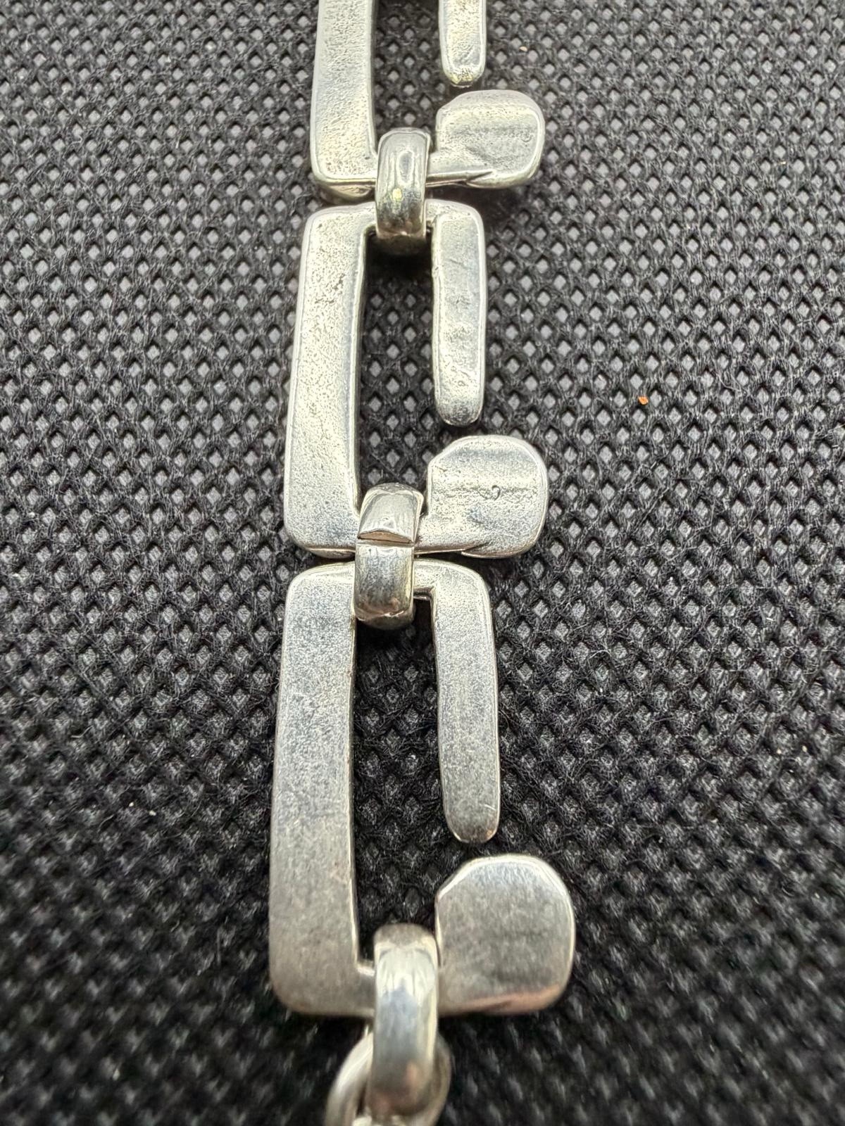 Uno de 50 ROOTS Silver Plated Bracelet Square Links Chain Medium
