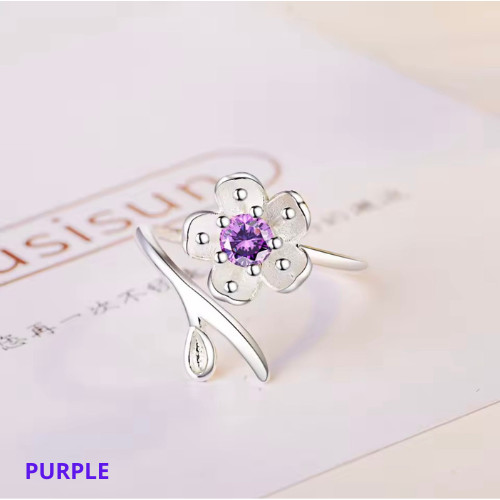 925 Sterling Silver Ring Adjustable Open Flower For Women girls Jewelry Gift