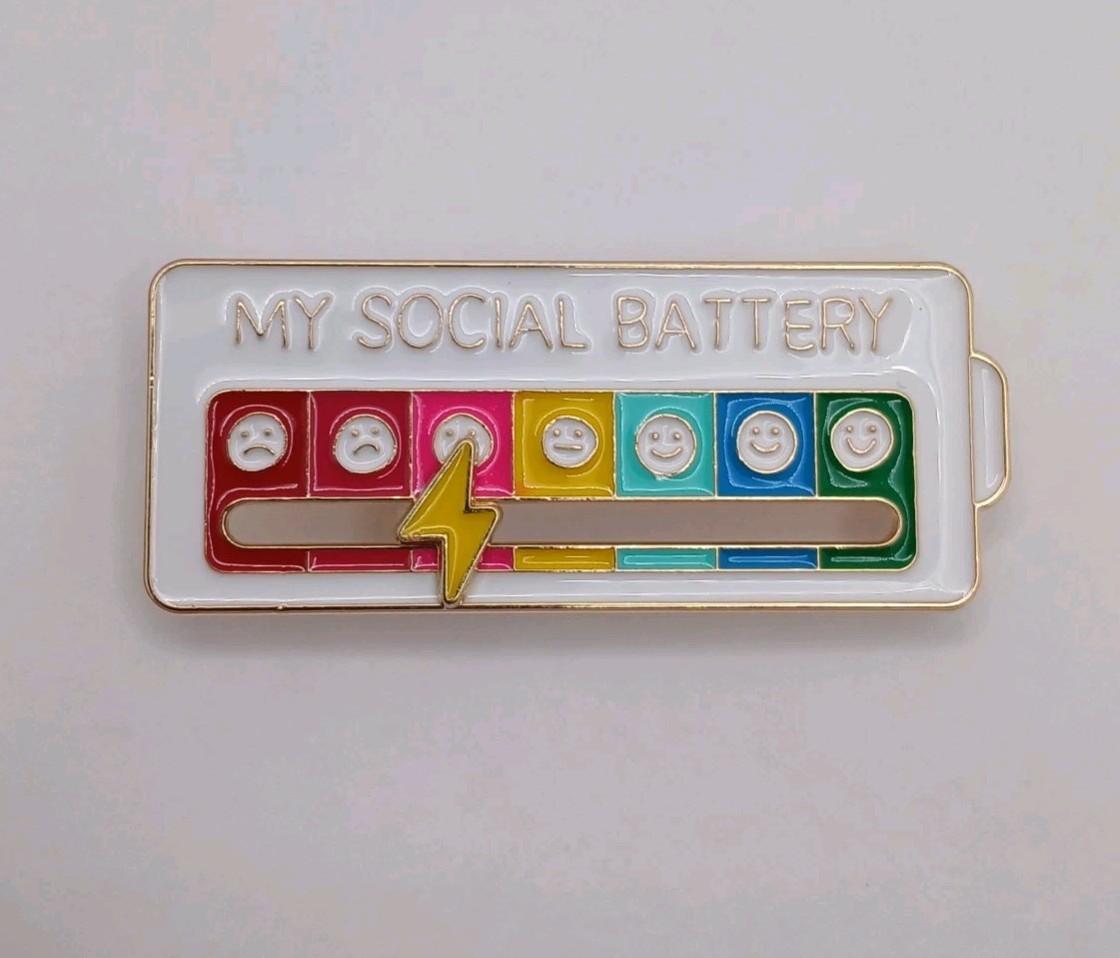 Social Battery Slider Pin Set 2 Interactive Mood Tracker Funny Introvert Gift