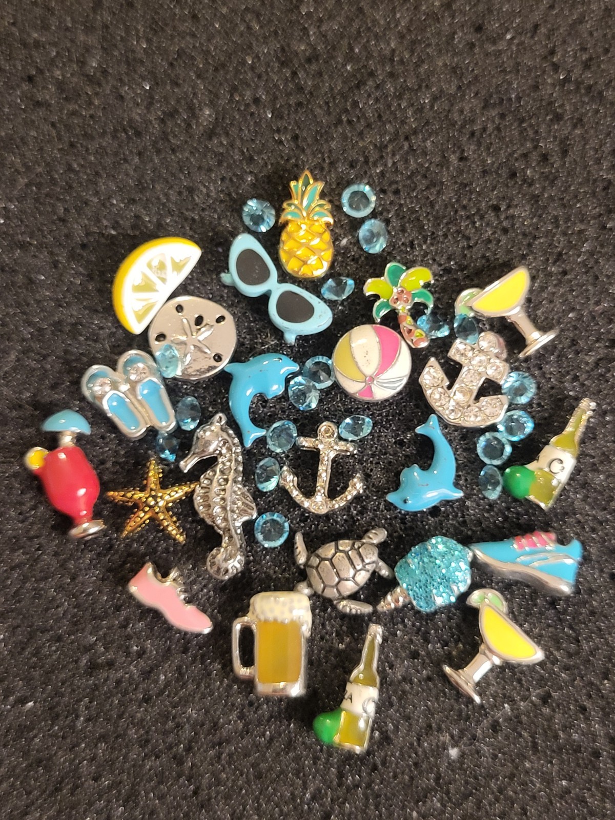 Summer Fun Floating Charm Mixed Batch,Preloved, See Pics For Contents