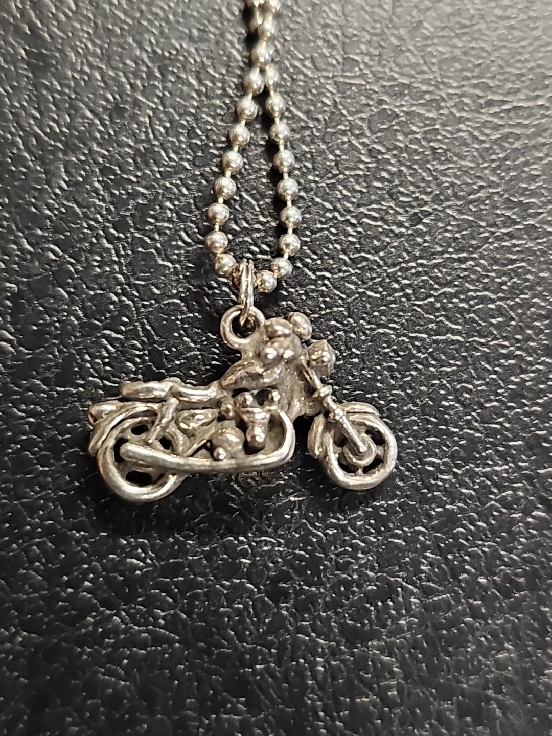 Sterling Silver 925 MOTORCYCLE Pendant W/ 20″ Bead Chain Necklace