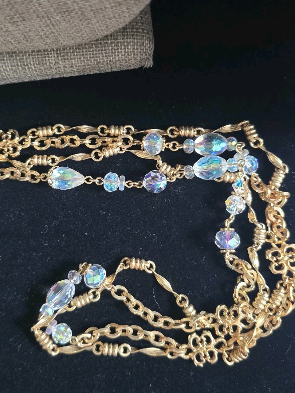 Kirks Folly Necklace AB Crystals Gold-tone Toggle Clasp Matching Bracelet