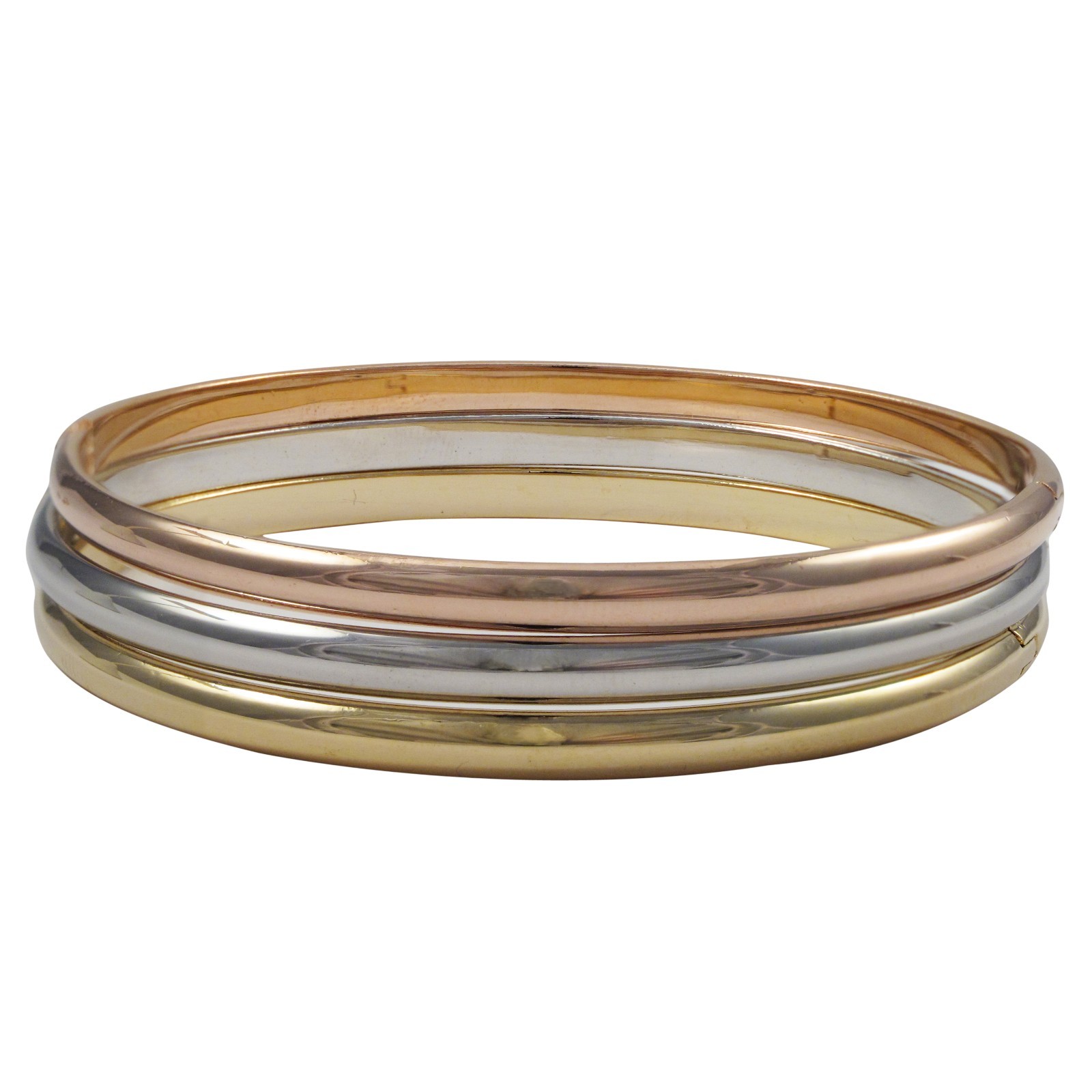 Solid Brass Bangle Set 65mm – 4mm Gold Rose Rhodium Plated Non Hollow Jewelry