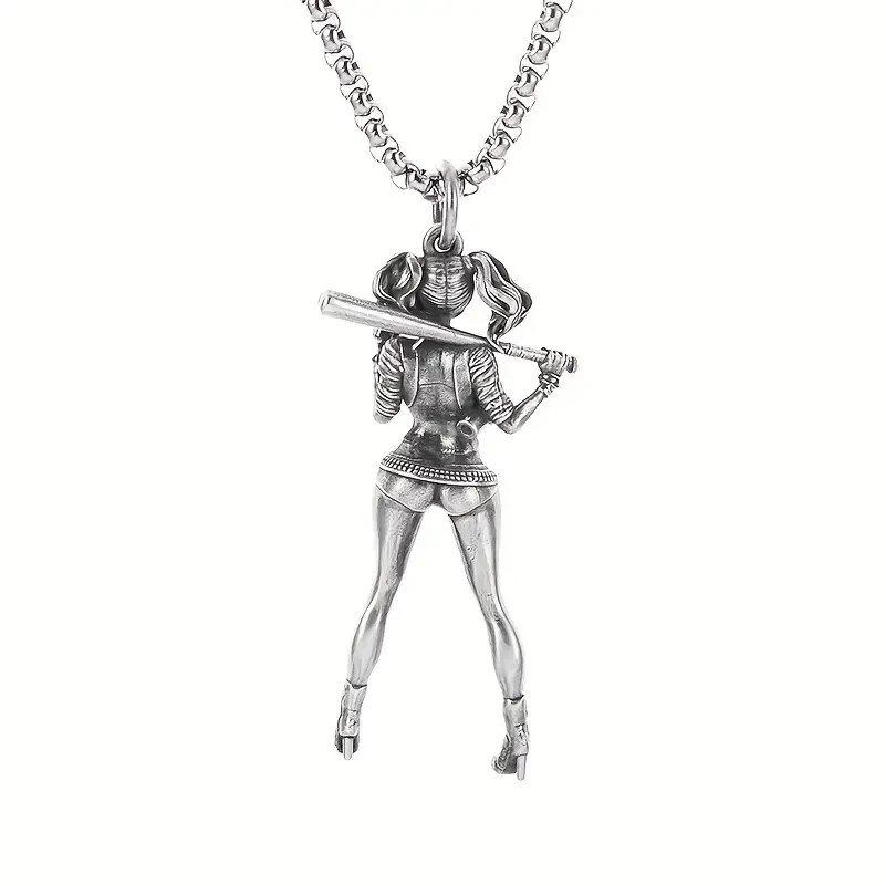 1pc Exquisite Stainless Necklace 23.6″ & Harley Quinn Pendant . #C238