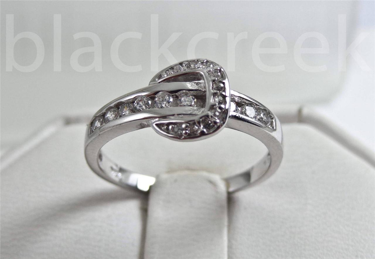 925 Sterling Silver ~ Lady’s Belt Buckle C.Z. Wrap Ring Size 4/5/6/7/8/9/10
