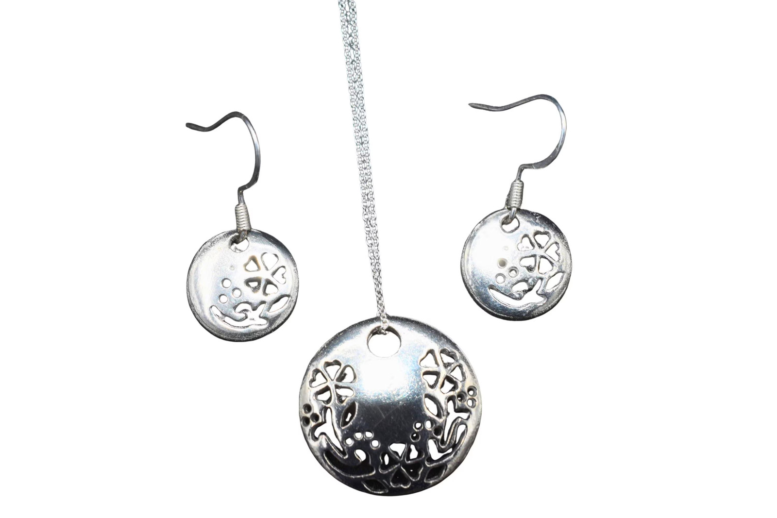 10 Year Anniversary Pure Tin Necklace Cut Out Flower Design Jewellery Set for