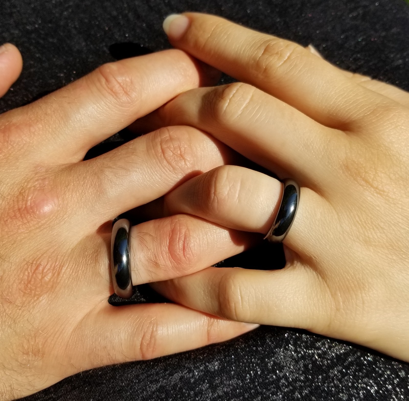 MAGNETIC Hematite Ring.Unus. silver-black.Men Women 6mm wide All sizes 5,6,7,8,9