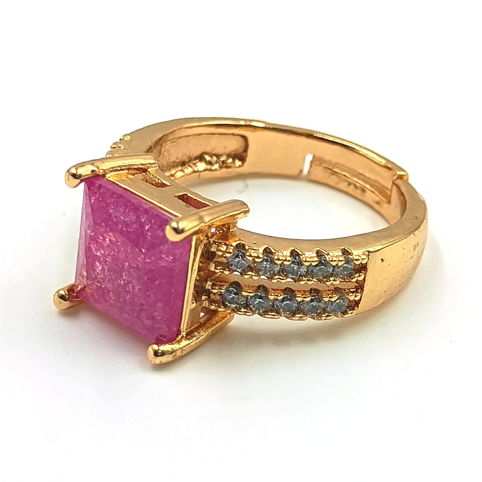 Elegant Ruby CZ Adjustable Ring 22k Gold Plated Party Wear Statement Ring