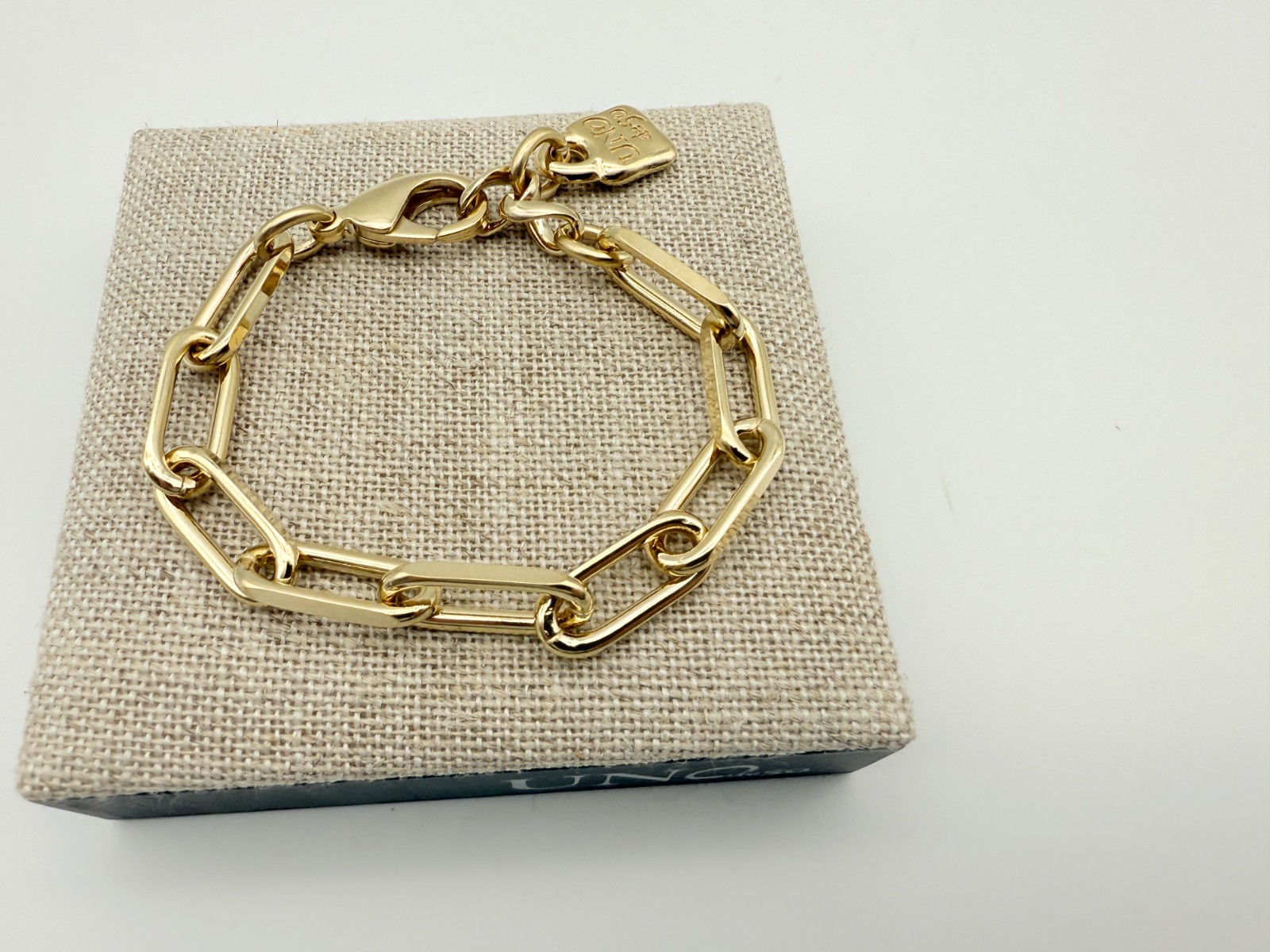 NEW Uno de 50 SER BRAVE 18k Gold Plated Chain Link Bracelet Size Medium