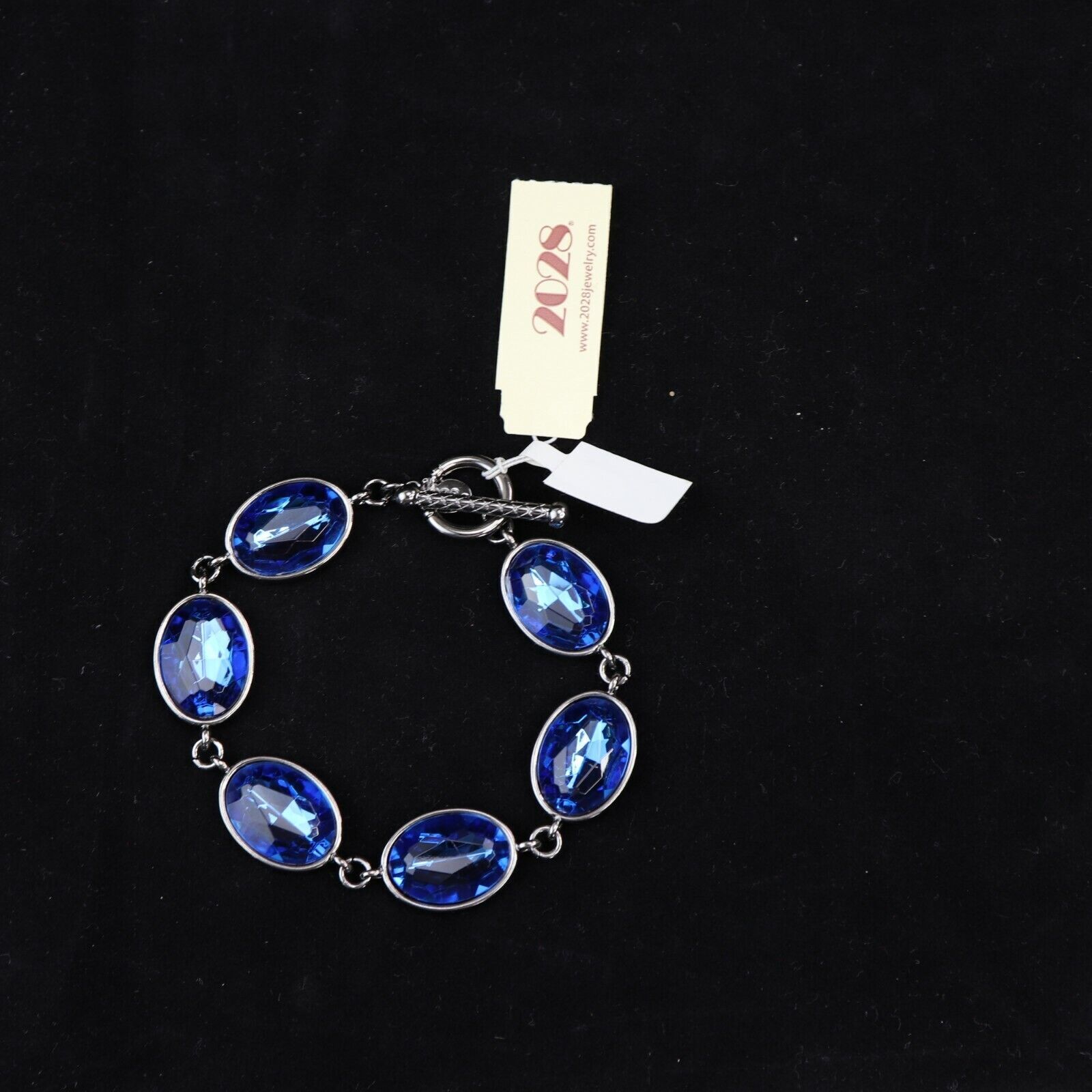 2028, Silver-Tone and Blue Toggle Bracelet