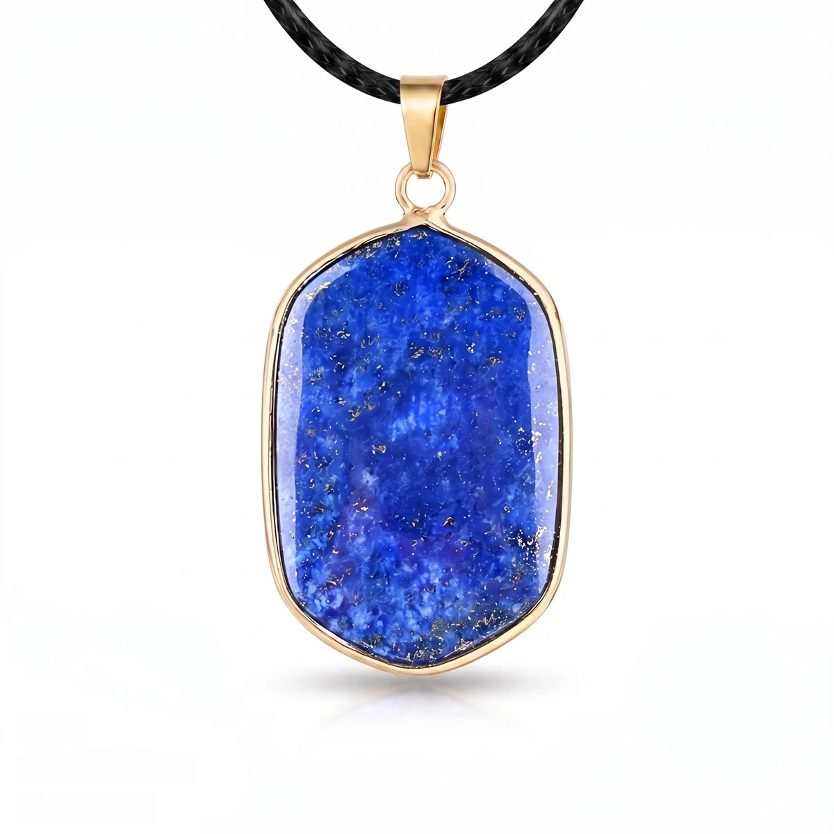6PCS Healing Chakra Gemstone Pendant Necklace Black Cord Gold Charms Choker