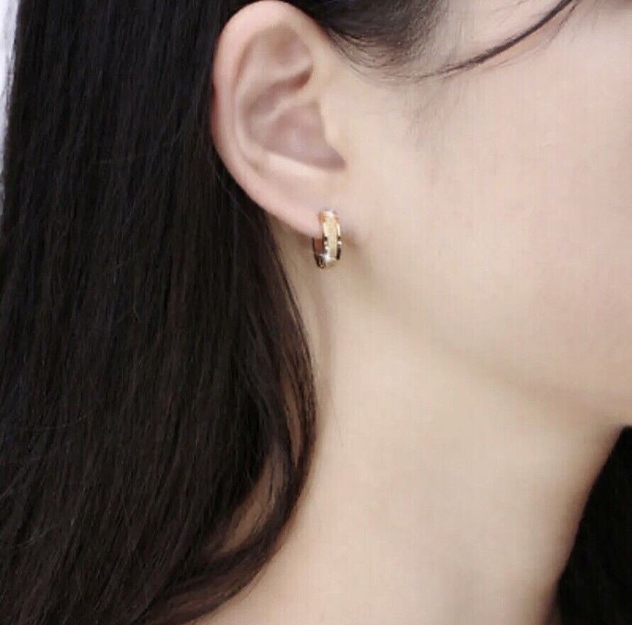 Huggie Hoop Earrings Gold Silver Stainless Steel Men Women – Pair