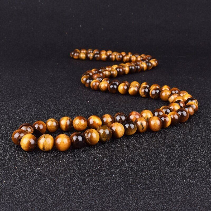 6/8/10/12mm Tiger Eye Stone Necklace Men Meditation Yoga Natural Stone Necklace